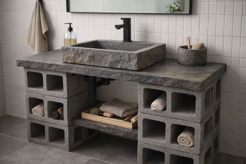 板岩空心磚洗手台｜預鑄移動式，露營區與戶外場地首選